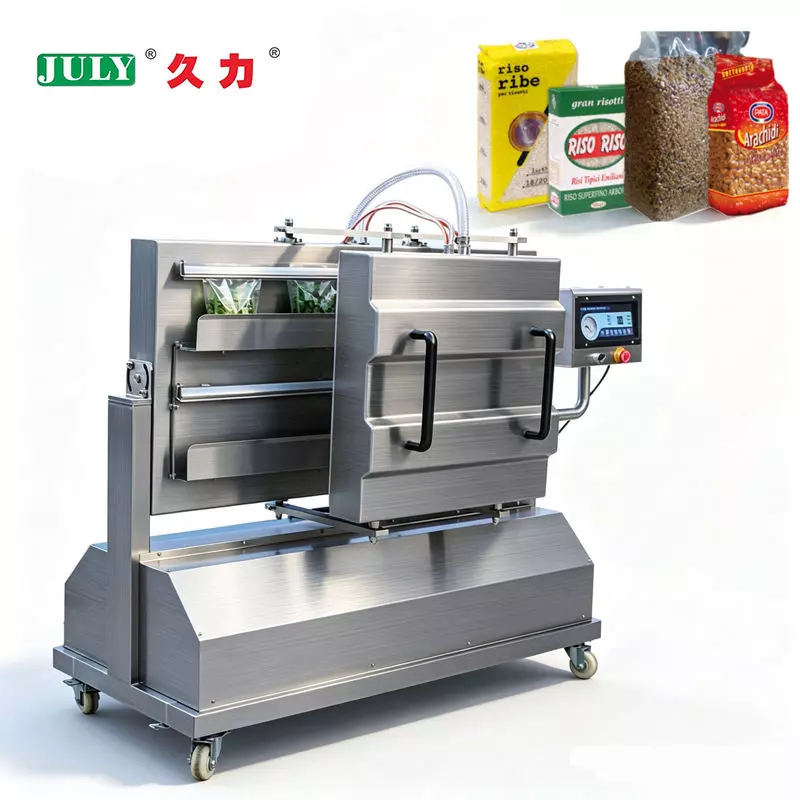 Vertical Tilting Vacuum Packaging Machine | Double Chamber Vacuum Sealer For Grain, Sauce & Paste